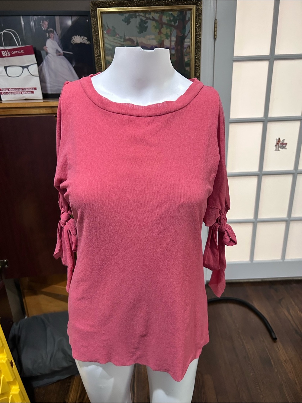 Tie-Sleeve Blouse in Dusty Rose